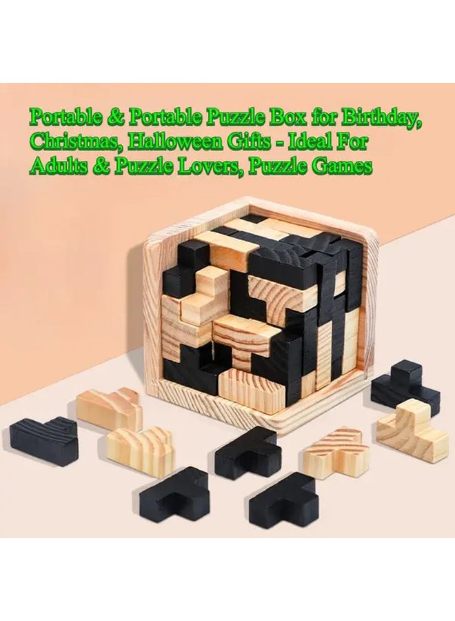 T Shaped Jigsaw 3D Puzzle Cube Set 54 Pcs Large Wood Brain Teaser For Adults - Image 1